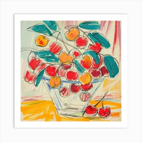 Summer Cherries Painting Matisse Style 3 Art Print