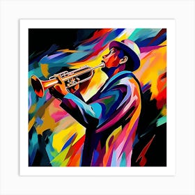 Jazz Musician Playing Trumpet Art Print