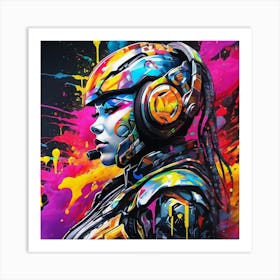 Girl With A Helmet Art Print