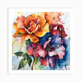 Watercolor Roses 3 Art Print