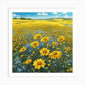 Field Of Sunflowers 2 Art Print