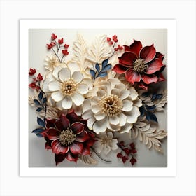 Red White And Blue Flowers Art Print