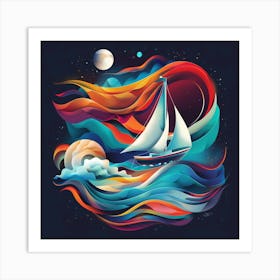 Sailboat In The Sea Art Print