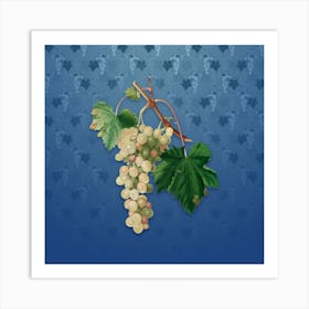 Vintage Muscat Grape Botanical on Bahama Blue Pattern n.1044 Art Print