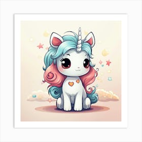 Unicorn With Rainbow Mane 51 Art Print