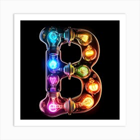 Letter B In Colorful Light Bulbs Art Print