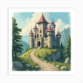 Enchanting King In A Watercolor Fantasy Castle 1 Art Print