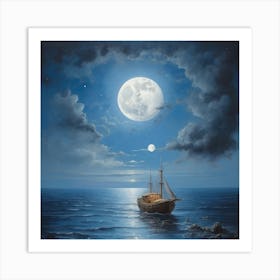 Moonlight On The Sea Art Print