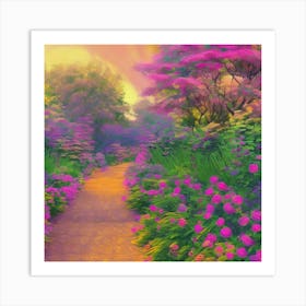 Beautiful garden with pastel colors Artwork Art Print