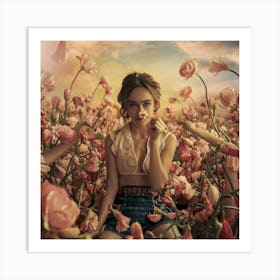 Girl In A Field Of Flowers 1 Art Print