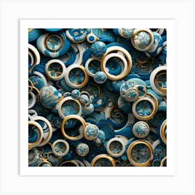 Blue And Gold Abstract Art Art Print