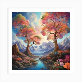 Trees In The Valley Art Print