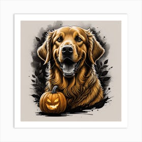 Fall Golden Retriever Art Print