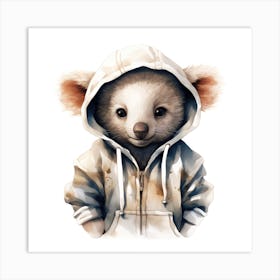 Watercolour Cartoon Koala In A Hoodie 3 Art Print