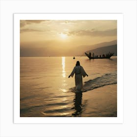 Jesus Walking In The Water 6 Art Print