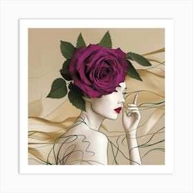 Woman With A Rose 1 Art Print