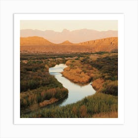 Texas River Sunset Square Art Print