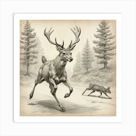 Deer In The Woods 8 Art Print