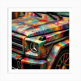 Colorful Splashes Of Paint, On A Mercedes Benz G Wagon Geometric, Abstract Art 2 Art Print