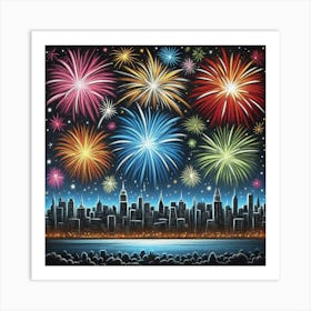 New York City Fireworks 1 Art Print