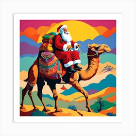 SANTA CLAUS RIDING CAMEL Art Print