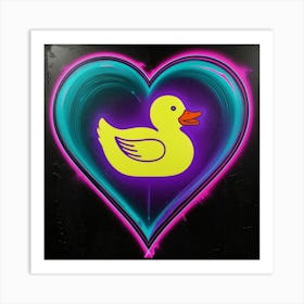 Duck In A Heart 2 Art Print