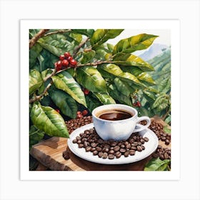 Coffee And Coffee Beans 9 Art Print