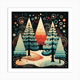 Christmas In The Forest Art Print