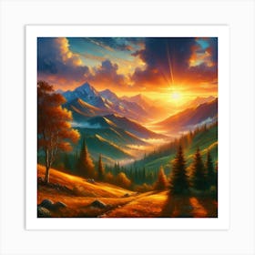 Sunset In The Mountains 34 Art Print