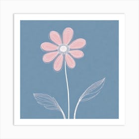 A White And Pink Flower In Minimalist Style Square Composition 689 Art Print