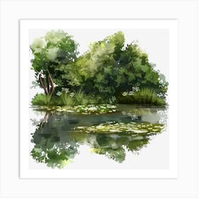 Springtime-Duck-Pond-Clipart.24 Art Print