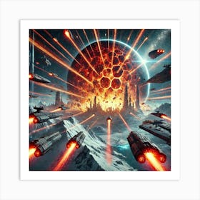 A Futuristic Sci Fi Scene Depicting The Firestorm Art Print