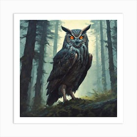 Owl In The Forest 96 Art Print