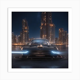 Two Maritime On The Concrete Floor, The Background Is The Starry Sky As Well As The City Night Scene Art Print