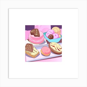 Kawaii Desserts Art Print