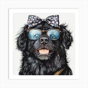 Dog With Glasses 66 Art Print