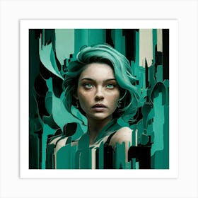 Girl With Green Hair 4 Art Print