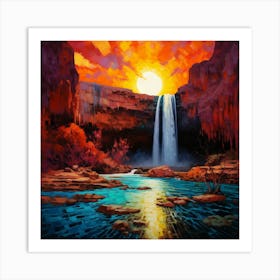 Sunset At The Falls 1 Art Print