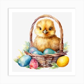 Easter Chick In Basket 2 Art Print