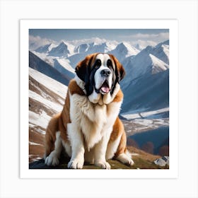 St Bernard Dog 45 Art Print