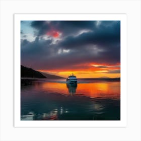 Sunset On A Boat 32 Art Print