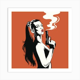 Girl With A Gun pulp fiction Art Print