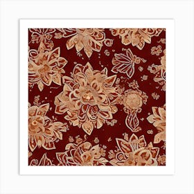 Burgundy Floral Pattern Art Print