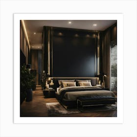 A High End Luxury Bedroom With Black Décor (8) Art Print