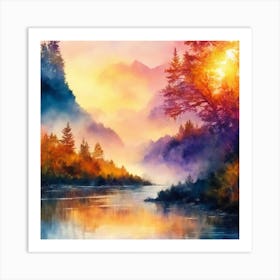 Sunset By The River 2 Art Print