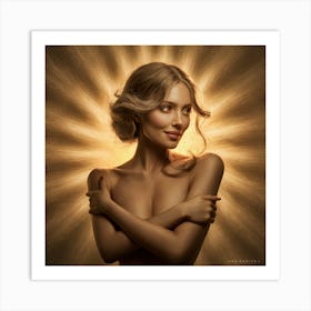 Nude Woman With Golden Light Art Print