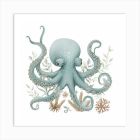 Storybook Style Octopus Dancing Tentacles Art Print