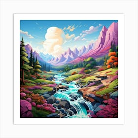 River Through The Vivid Valley Art Print