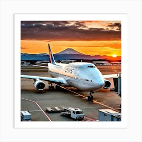 Boeing 747 At Sunset Art Print