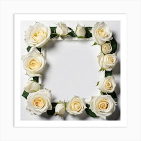 White Roses Frame 8 Art Print